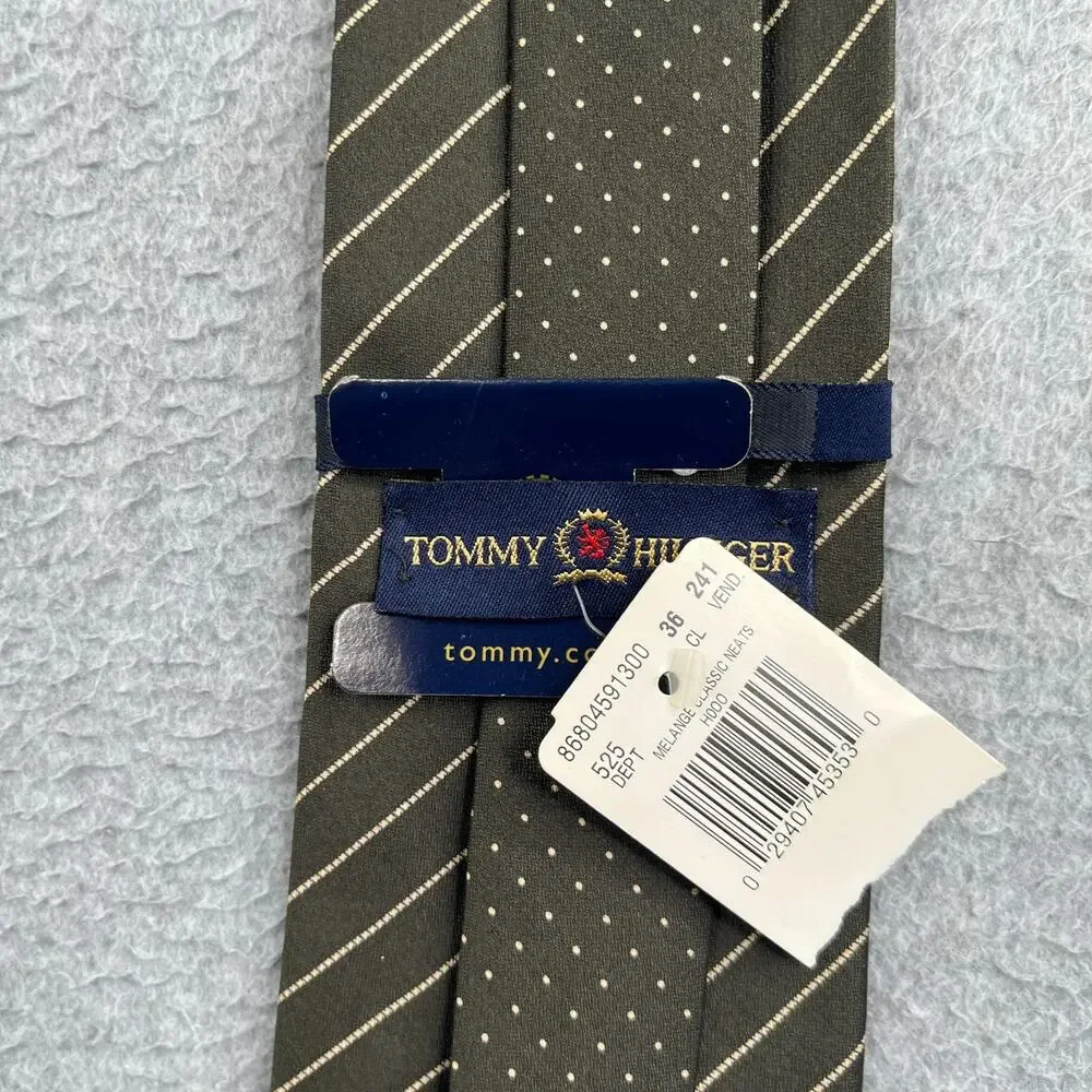 Tommy Hilfiger Melange Classic Necktie Silk Green Striped New NWT Tie NEW